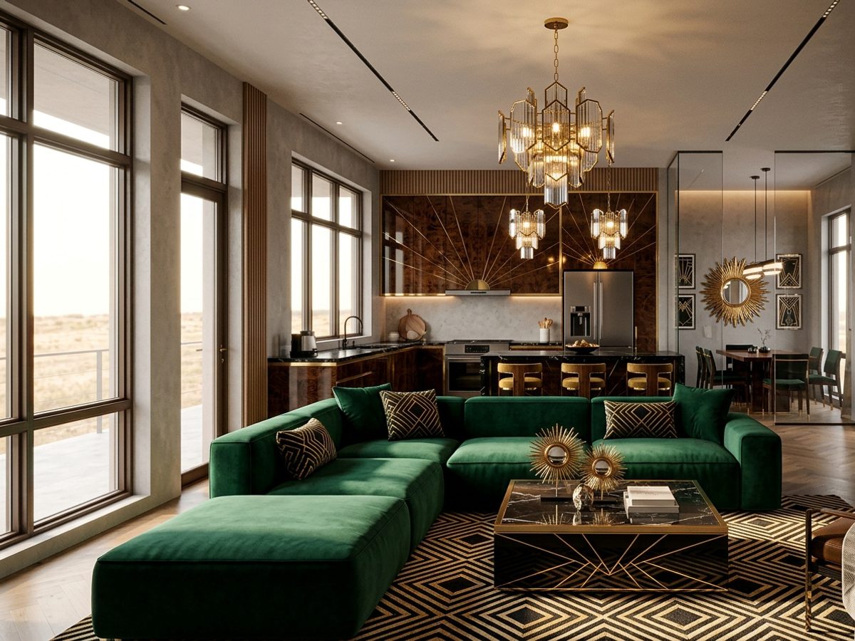 A room before and after a Art Deco AI redesign (After)