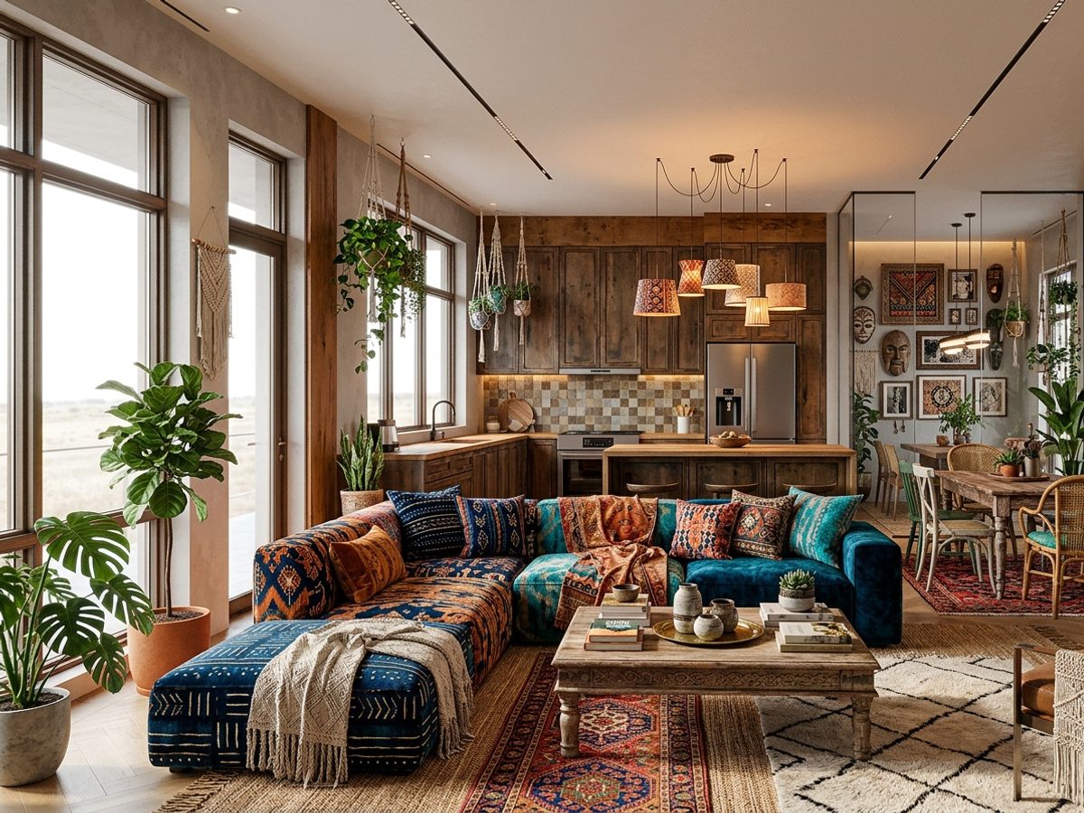 A room before and after a Bohemian AI redesign (After)