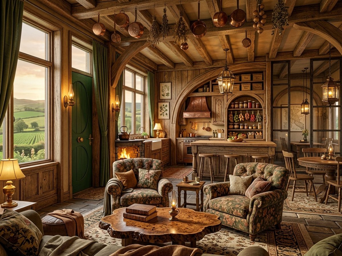 A room before and after a Hobbit Hole AI redesign (After)