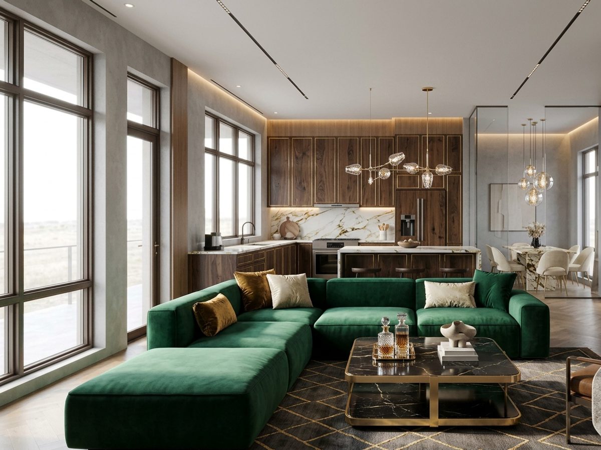 A room before and after a Luxury AI redesign (After)