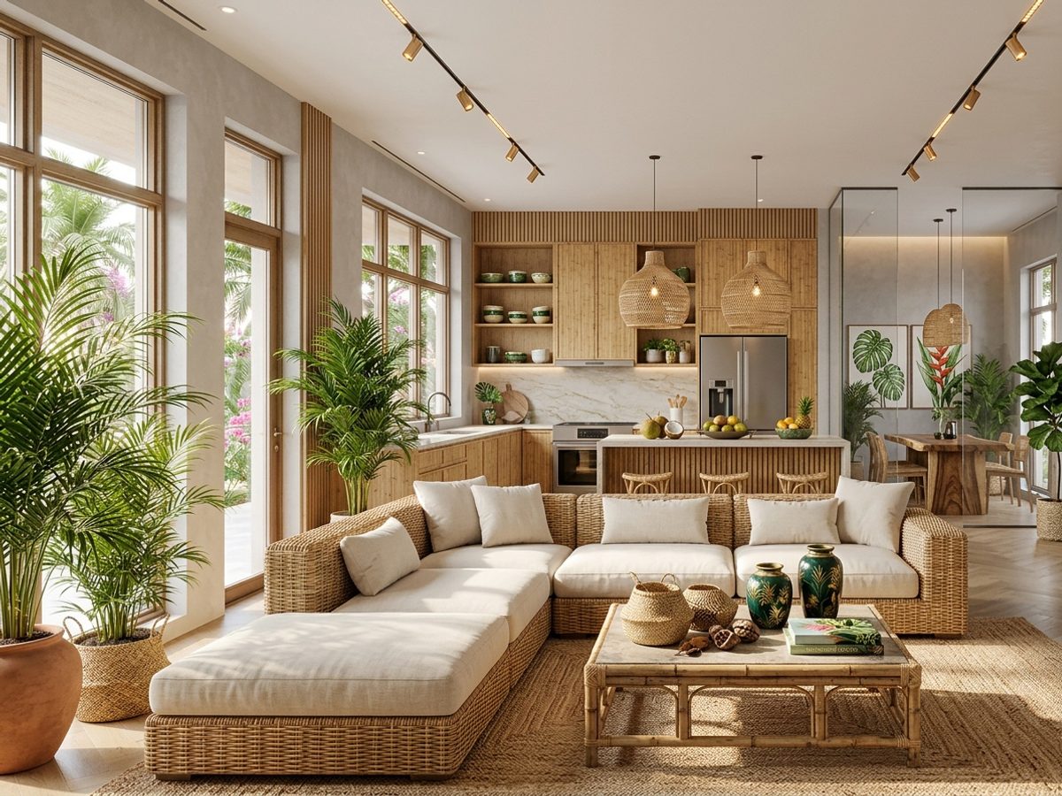 A room before and after a Tropical AI redesign (After)